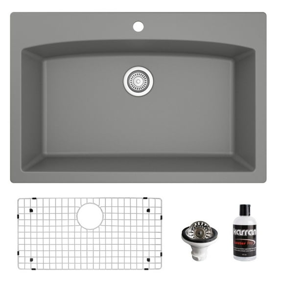 Karran Usa Qt-712-Pk1 Quartz Qt 33" Drop In Single Basin Quartz Composite Kitchen Sink -