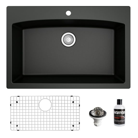 Karran Usa Qt-712-Pk1 Quartz Qt 33" Drop In Single Basin Quartz Composite Kitchen Sink -