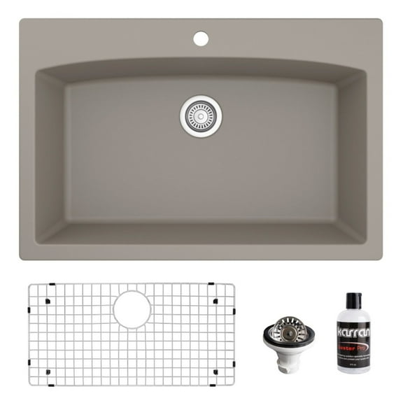 Karran Usa Qt-712-Pk1 Quartz Qt 33" Drop In Single Basin Quartz Composite Kitchen Sink -