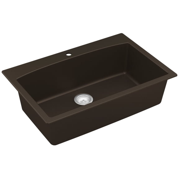 Karran Usa Qt-712 Quartz Qt 33" Drop In Single Basin Quartz Composite Kitchen Sink - Brown