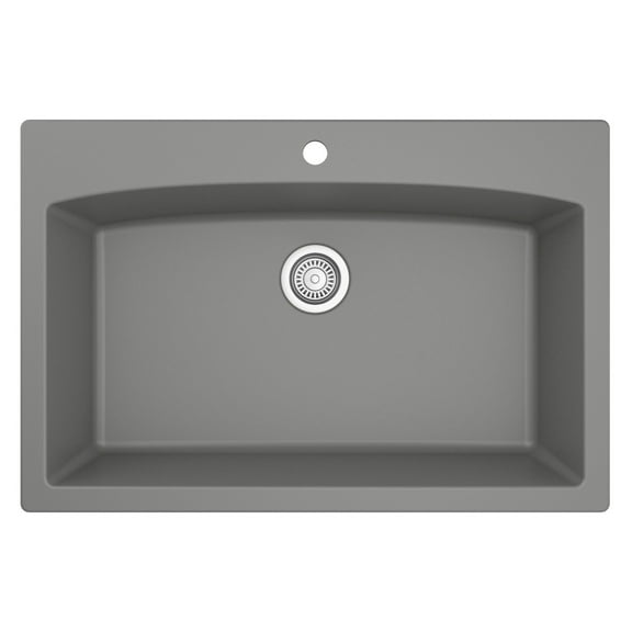 Karran Usa Qt-712 Quartz Qt 33" Drop In Single Basin Quartz Composite Kitchen Sink - Grey