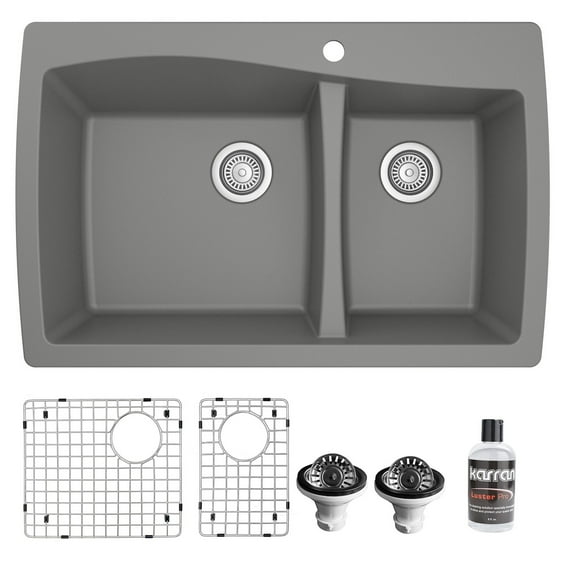 Karran Usa Qt-721-Pk1 Quartz Qt 34" Drop In Double Basin Quartz Composite Kitchen Sink -