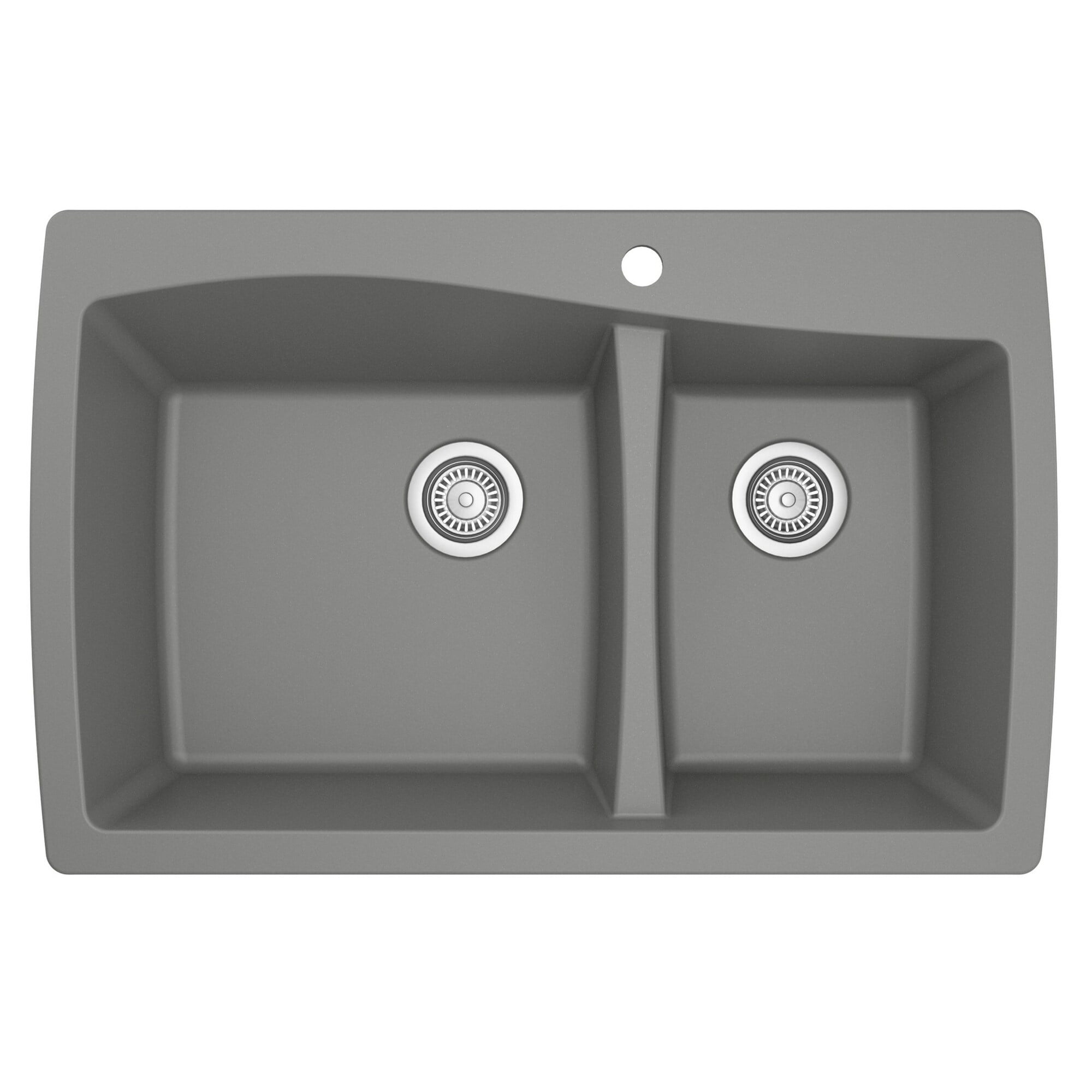 Gray Quartz Composite 34'' Double Bowl Kitchen Sink