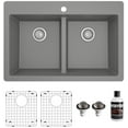 thumbnail image 1 of Karran Usa QT-810-GR-PK1 Quartz Qt 33" Drop In Double Basin Quartz Composite Kitchen Sink, 1 of 7