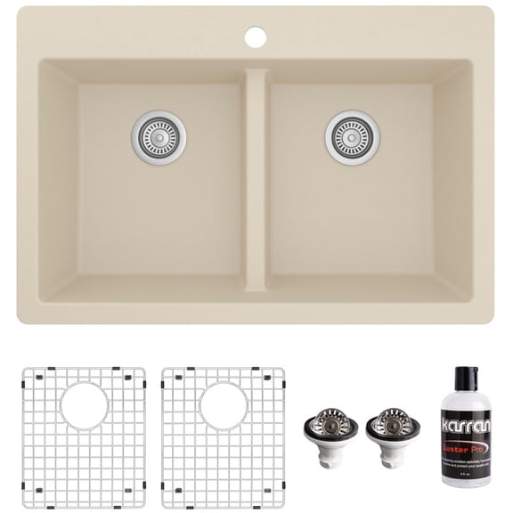Karran Usa QT-810-BI-PK1 Quartz Qt 33" Drop In Double Basin Quartz Composite Kitchen Sink