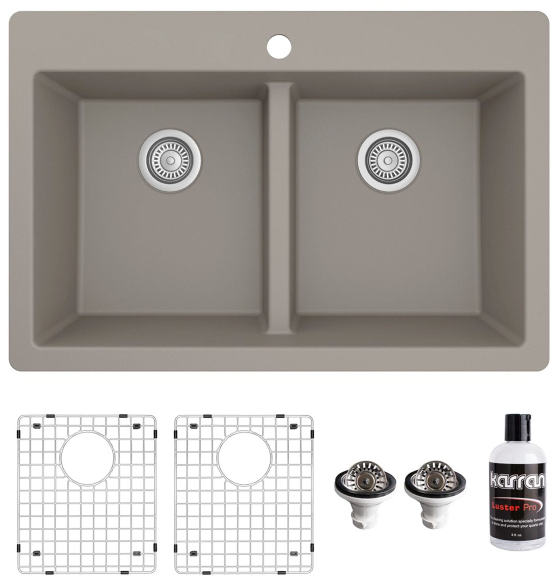 Concrete Quartz 33'' Double Bowl Farmhouse Kitchen Sink