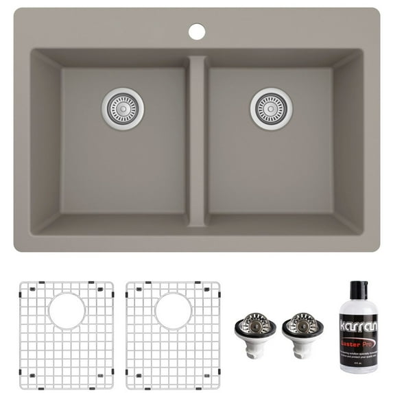 Karran Usa QT-810-CN-PK1 Quartz Qt 33" Drop In Double Basin Quartz Composite Kitchen Sink