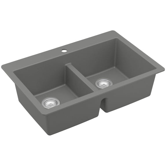 Karran Usa Qt-810 Quartz Qt 33" Drop In Double Basin Quartz Composite Kitchen Sink - Grey