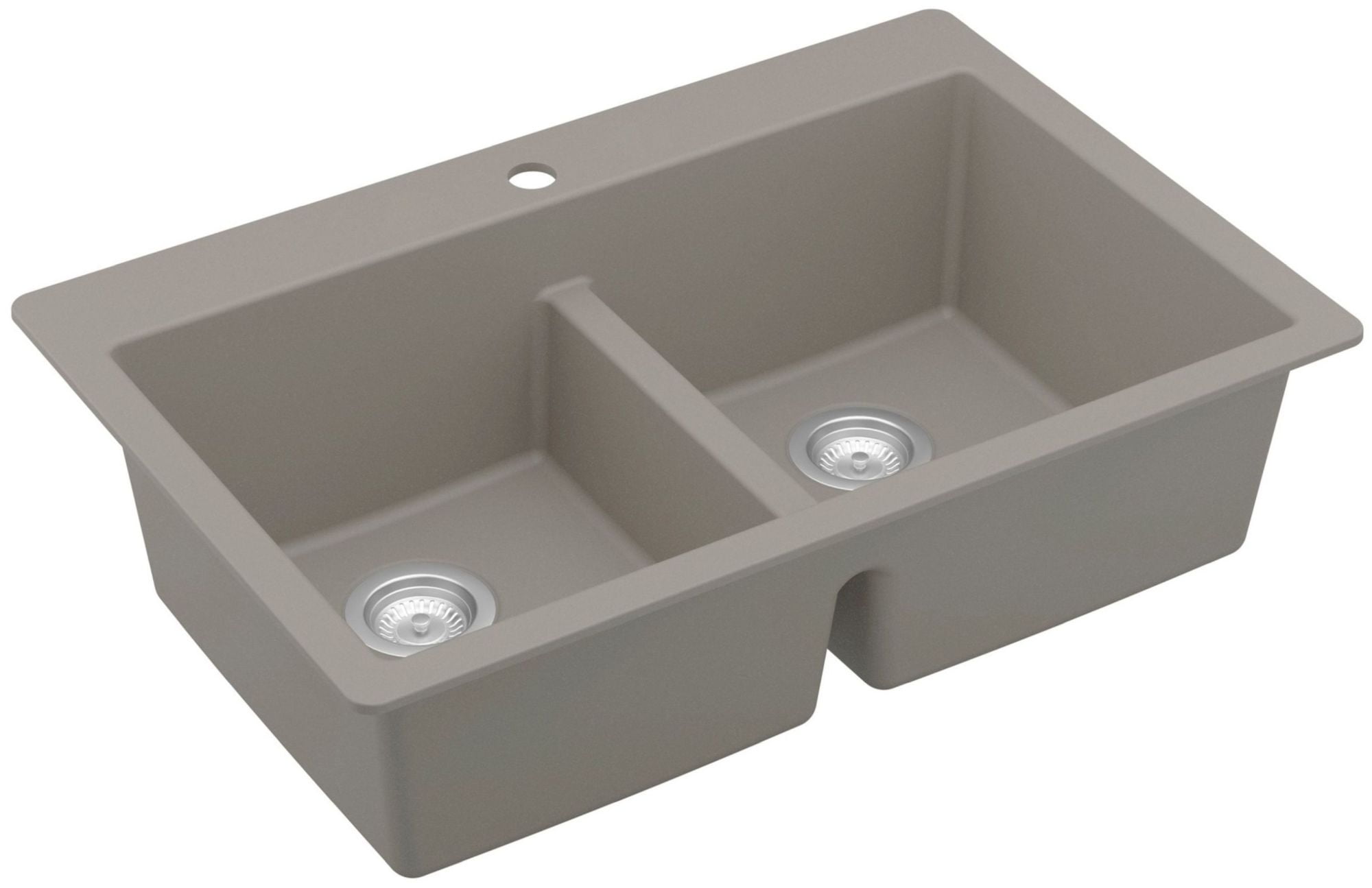 Concrete Quartz 33'' Double Bowl Top Mount Kitchen Sink