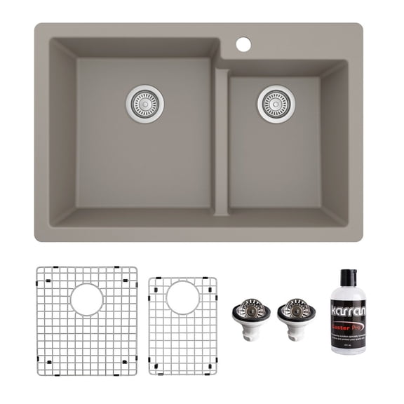 Karran Usa QT-811-CN-PK1 Quartz Qt 33" Drop In Double Basin Quartz Composite Kitchen Sink