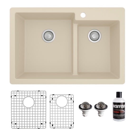 Karran Usa QT-811-BI-PK1 Quartz Qt 33" Drop In Double Basin Quartz Composite Kitchen Sink