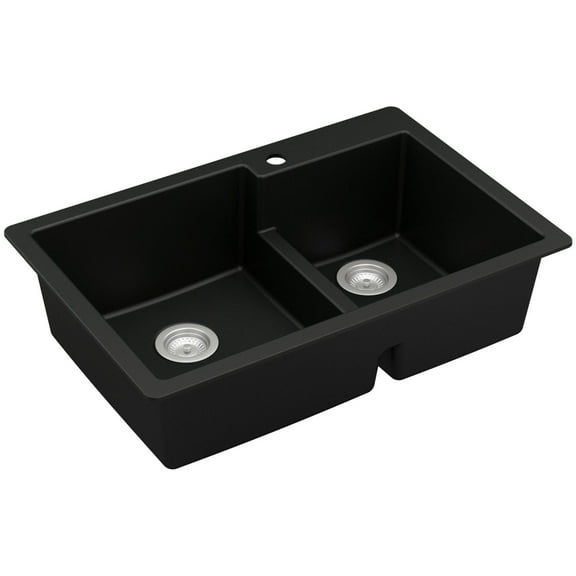 Karran Usa Qt-811 Quartz Qt 33" Drop In Double Basin Quartz Composite Kitchen Sink - Black
