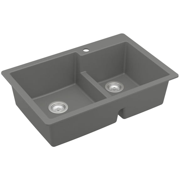 Karran Usa QT-811-GR Quartz Qt 33" Drop In Double Basin Quartz Composite Kitchen Sink -