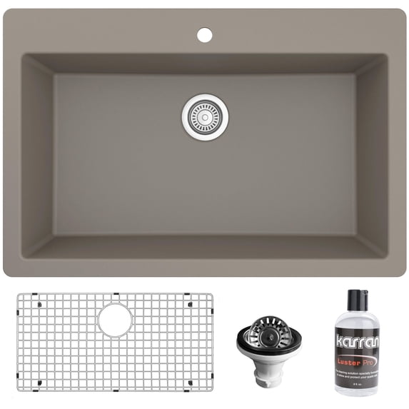 Karran Usa QT-812-CN-PK1 Quartz Qt 33" Drop In Single Basin Quartz Composite Kitchen Sink