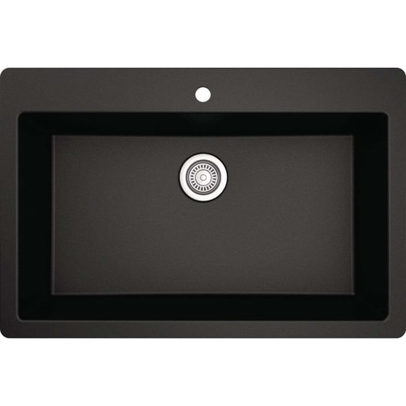 Karran 33 In. x 22 In. Black Quartz Drop-In Single Bowl Kitchen Sink QT-812-BL