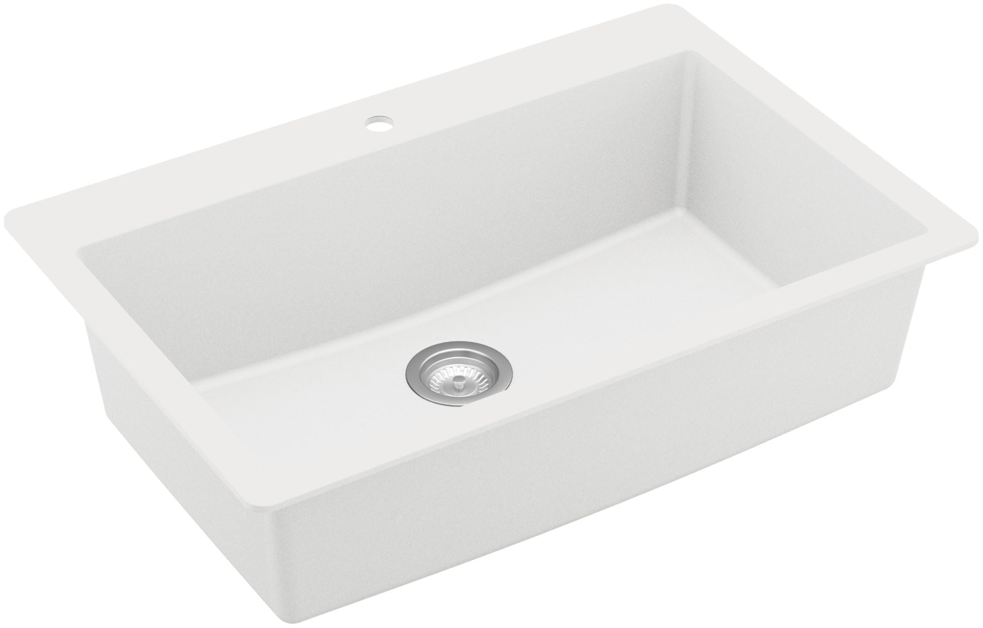 White Quartz 33'' Single Bowl Drop-In Kitchen Sink
