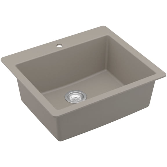 Karran Usa Qt-820 Quartz Qt 25" Drop In Single Basin Quartz Composite Kitchen Sink in Concrete