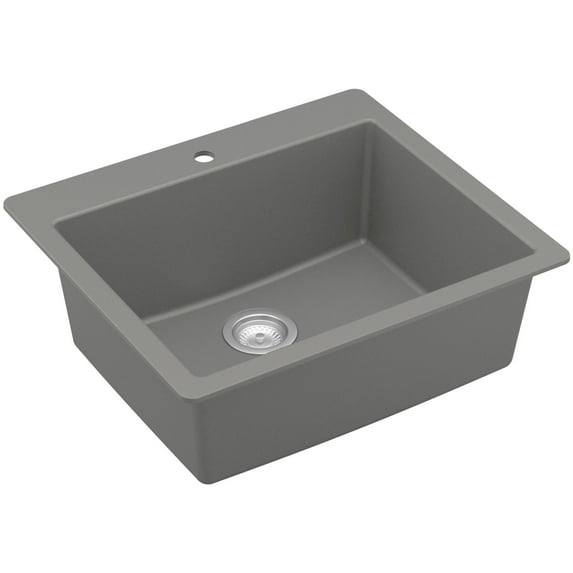 Karran Usa Qt-820 Top Mount 25" Single Bowl Quartz/Granite Kitchen Sink - Grey
