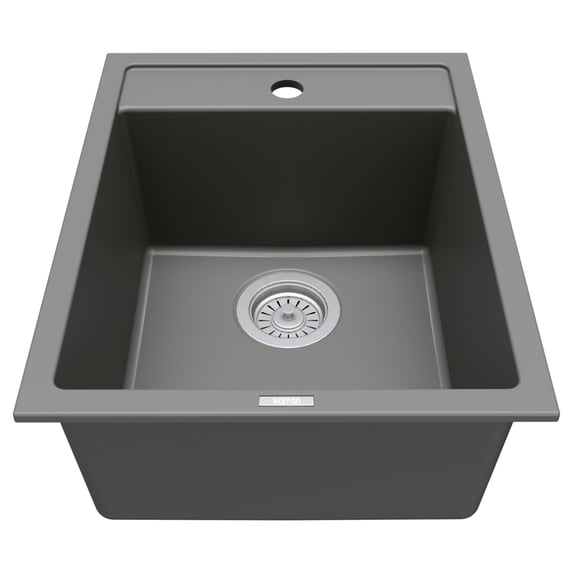 Karran Usa QT-825-GR Quartz Top Mount Sinks 15-3/4" Drop In Single Basin Quartz Composite
