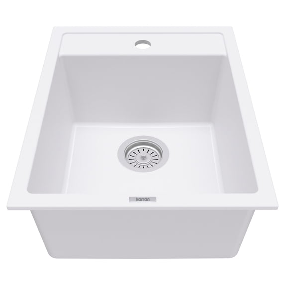 Karran Usa QT-825-WH Quartz Top Mount Sinks 15-3/4" Drop In Single Basin Quartz Composite