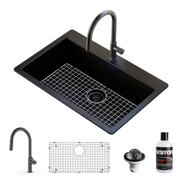 Karran Usa Qar-760-Pk1 Quartz Qar 34" Farmhouse Double Basin Quartz ...