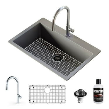 Karran Usa Qt812kkf350ss Quartz Qt 33" Drop In Single Basin Quartz Composite Kitchen Sink