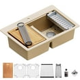 thumbnail image 1 of Karran Usa QTWS-880-BI 33" Drop In Double Basin Quartz Composite Kitchen Sink - Beige, 1 of 7