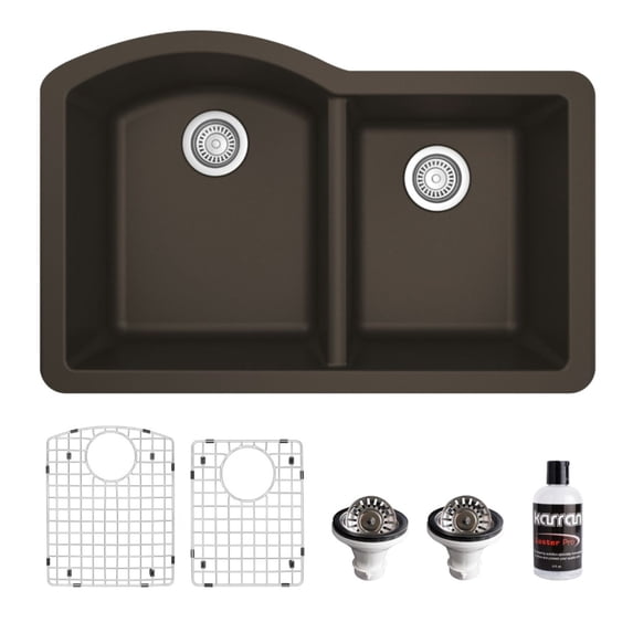 Karran Usa QU-610-BR-PK1 Quartz Qu 32" Undermount Double Basin Quartz Composite Kitchen