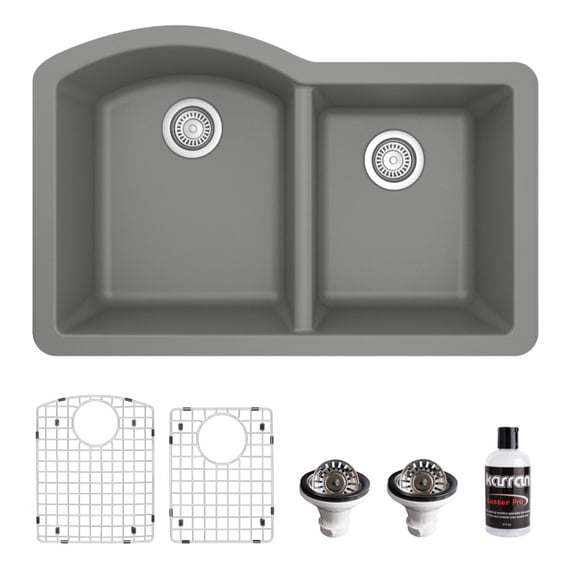 Karran Usa QU-610-GR-PK1 Quartz Qu 32" Undermount Double Basin Quartz Composite Kitchen
