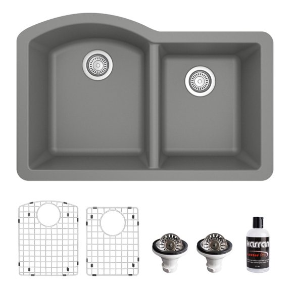 Karran Usa Qu-610-Pk1 Quartz Qu 32" Undermount Double Basin Quartz Composite Kitchen Sink