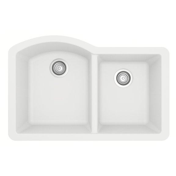 Karran Usa QU-610-WH Quartz Qu 32" Undermount Double Basin Quartz Composite Kitchen Sink -