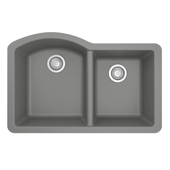 Karran Usa QU-610-GR Quartz Qu 32" Undermount Double Basin Quartz Composite Kitchen Sink -