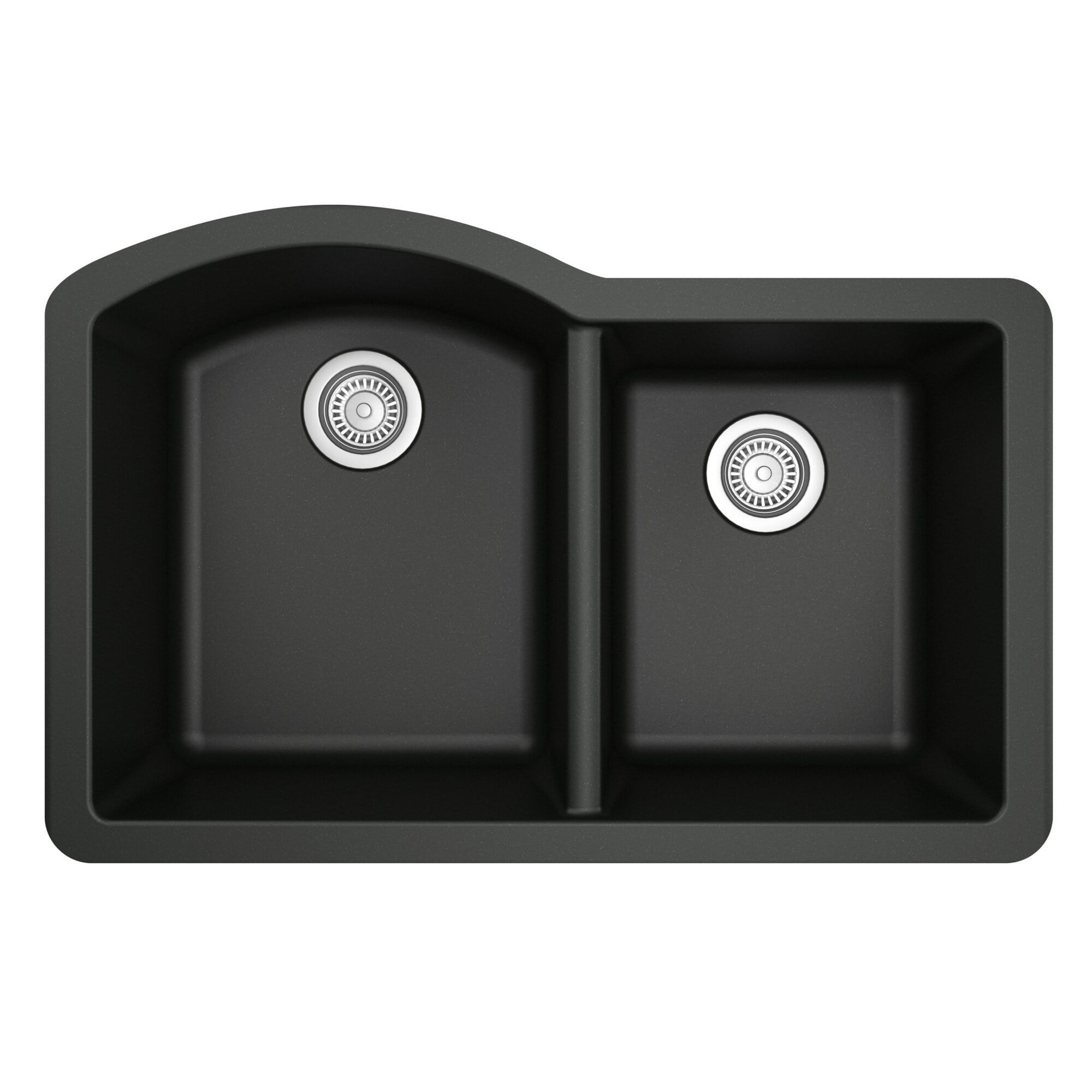 Black Quartz Composite 32'' x 21'' Double Bowl Undermount Kitchen Sink