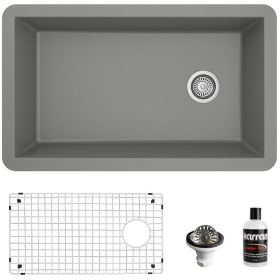 Karran Usa QU-670-GR-PK1 Quartz Qu 31-3/4" Undermount Single Basin Quartz Composite