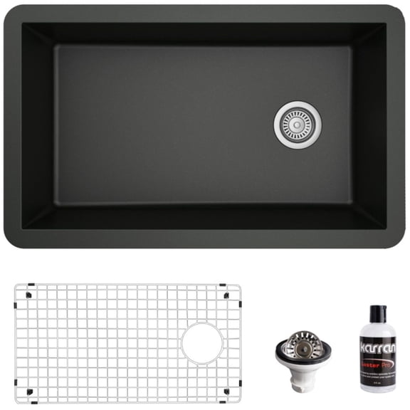 Karran Usa QU-670-BL-PK1 Quartz Qu 31-3/4" Undermount Single Basin Quartz Composite