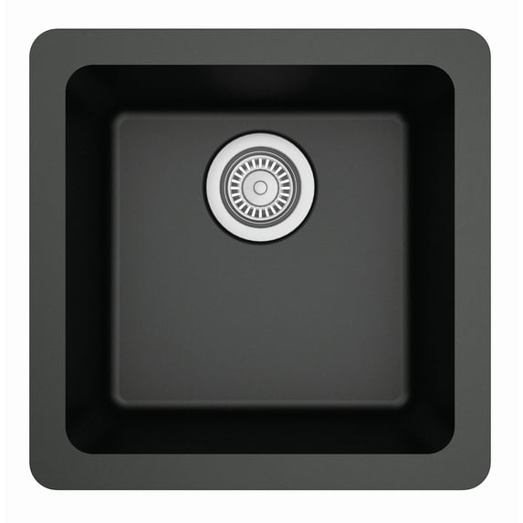 Karran QU-690 Undermount Quartz Composite 17 in. Bar Single Bowl Sink in Black