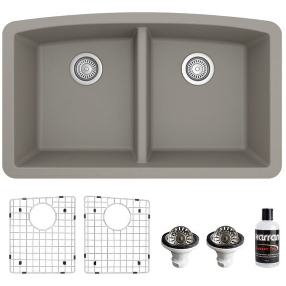 Karran Usa QU-710-CN-PK1 Quartz Qu 32" Undermount Double Basin Quartz Composite Kitchen
