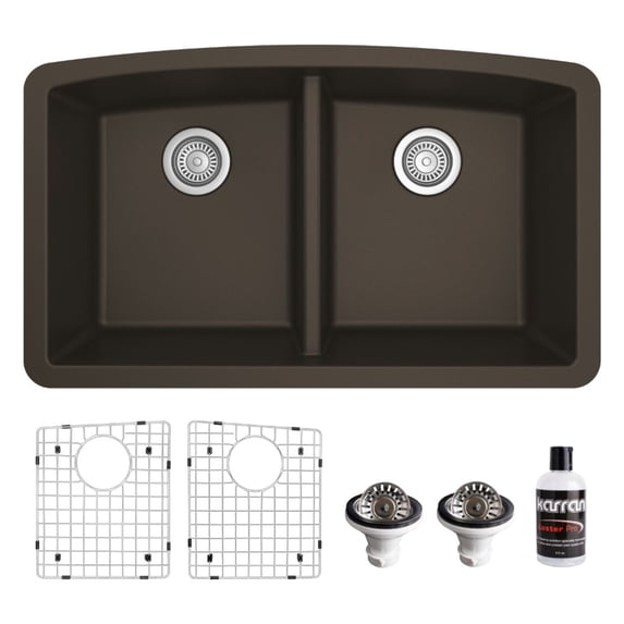 Karran Usa QU-710-BR-PK1 Quartz Qu 32" Undermount Double Basin Quartz Composite Kitchen