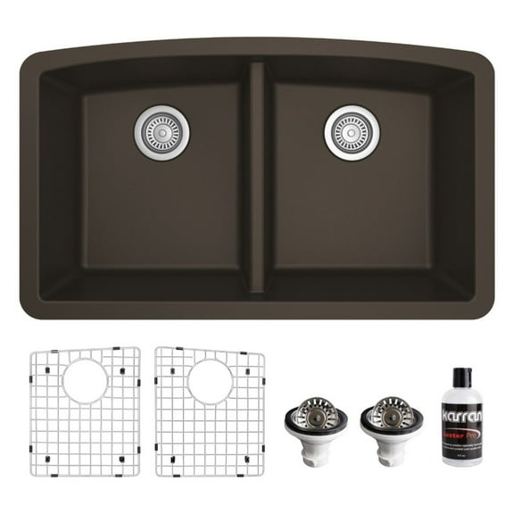 Karran Usa QU-710-BR-PK1 Quartz Qu 32" Undermount Double Basin Quartz Composite Kitchen