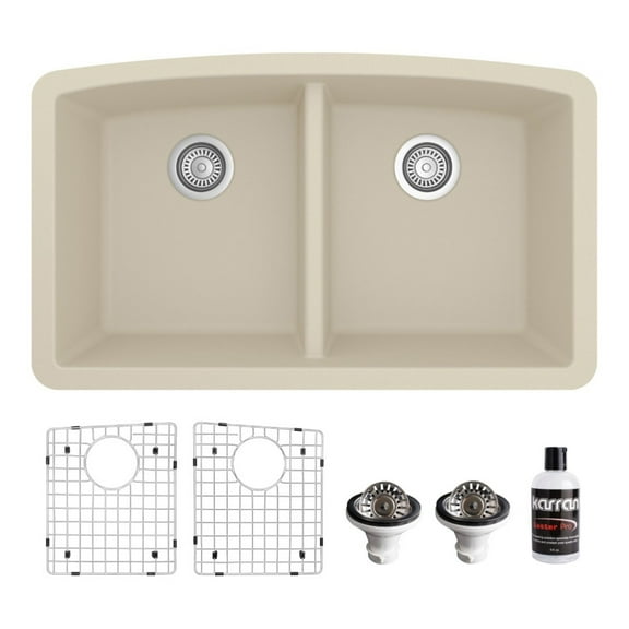 Karran Usa QU-710-BI-PK1 Quartz Qu 32" Undermount Double Basin Quartz Composite Kitchen