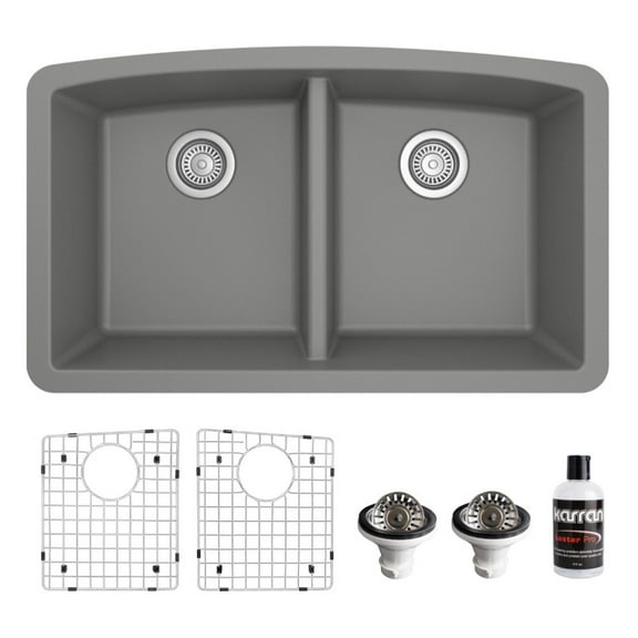Karran Usa Qu-710-Pk1 Quartz Qu 32" Undermount Double Basin Quartz Composite Kitchen Sink