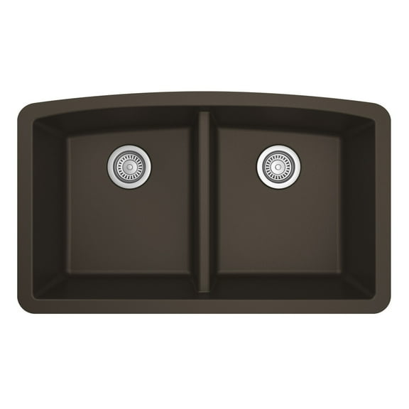 Karran Usa QU-710-BR Quartz Qu 32" Undermount Double Basin Quartz Composite Kitchen Sink -