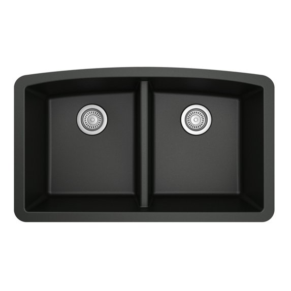 Karran Usa QU-710-BL Quartz Qu 32" Undermount Double Basin Quartz Composite Kitchen Sink -
