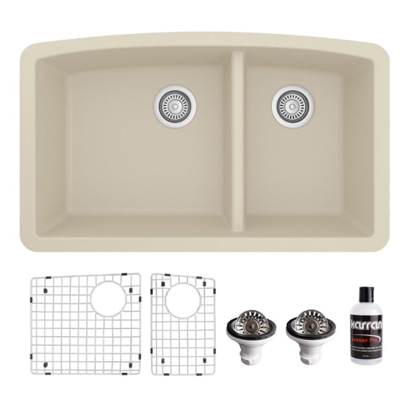 Karran Usa QU-711-BI-PK1 Quartz Qu 32" Undermount Double Basin Quartz Composite Kitchen