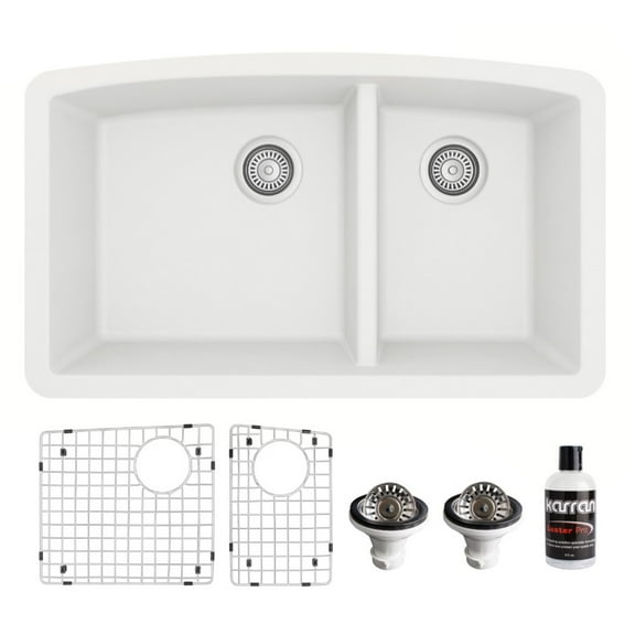 Karran Usa Qu-711-Pk1 Quartz Qu 32" Undermount Double Basin Quartz Composite Kitchen Sink