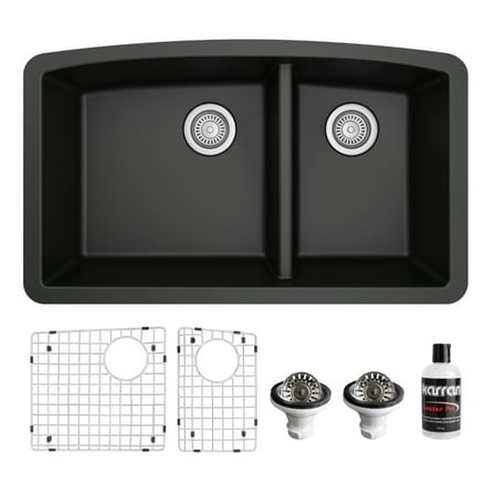 Karran Usa Qu-711-Pk1 Quartz Qu 32" Undermount Double Basin Quartz Composite Kitchen Sink