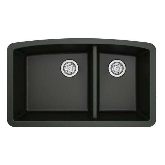 Karran Usa QU-711-BL Quartz Qu 32" Undermount Double Basin Quartz Composite Kitchen Sink -