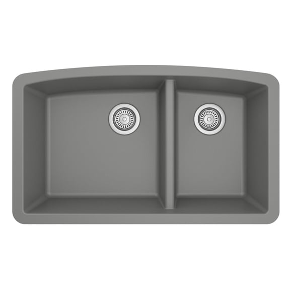 Karran Usa QU-711-GR Quartz Qu 32" Undermount Double Basin Quartz Composite Kitchen Sink -