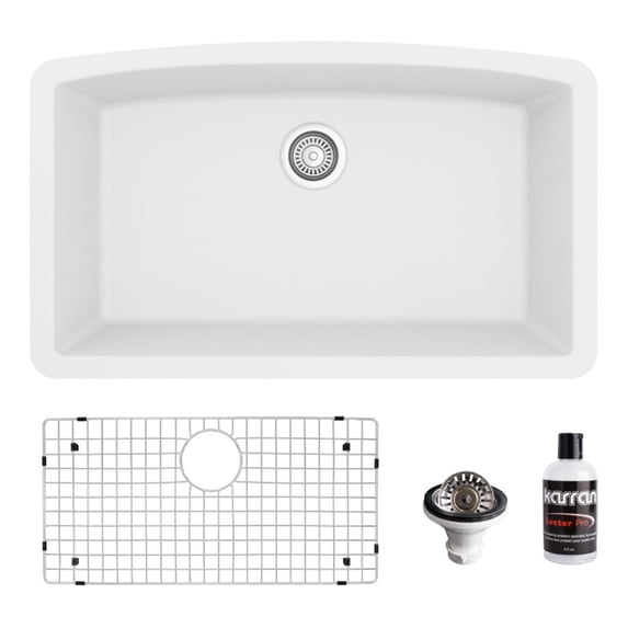 Karran Usa QU-712-WH-PK1 Quartz Qu 32" Undermount Single Basin Quartz Composite Kitchen