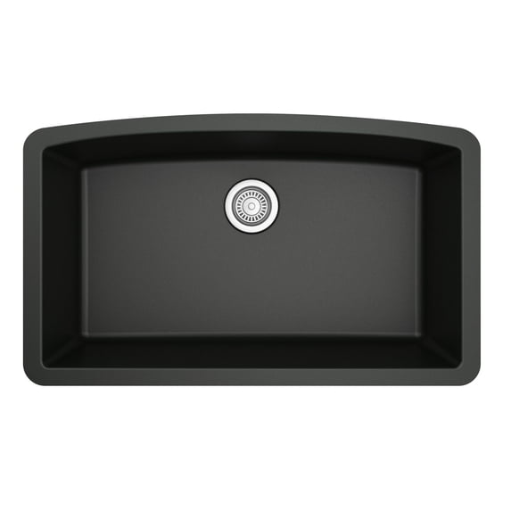 Karran QU-712 Undermount Quartz Composite 32 in. Single Bowl Kitchen Sink in Black